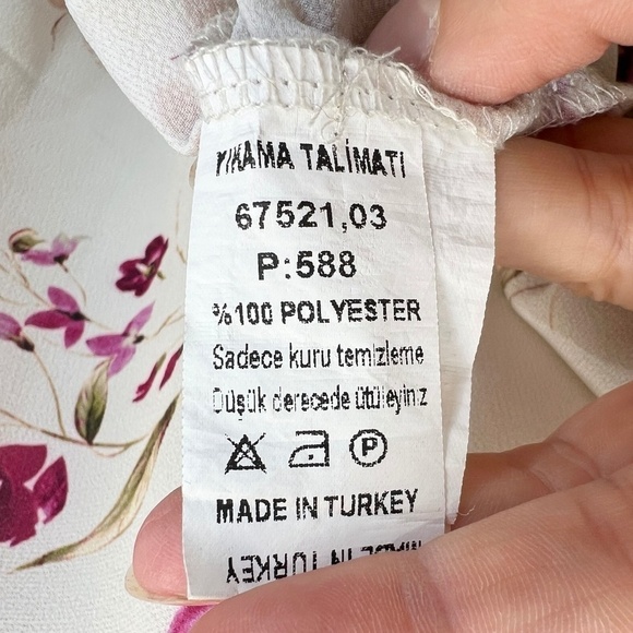 Le Mirage pink black beige floral long sleeve blouse top EU 46 - Picture 13 of 13